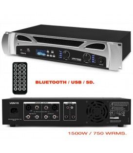 VPA1500 (2x750W / 2x375 WRMS a 4Ω) BLUETOOTH / USB / SD / PANTALLA FRONTAL