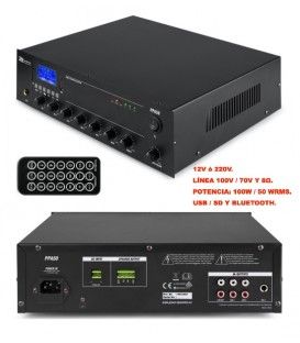 PPA50 / 12 o 220V (LÍNEA 100V / 70V Y 8Ω) (100W / 50 WRMS)