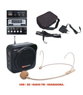 AMC-15 (USB / SD / RADIO FM / GRABADORA) (BATERÍA / BOLSA TRANSPORTE)