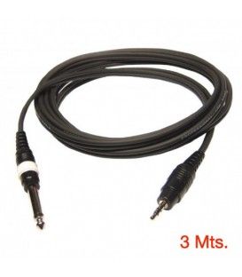 3 Mts / MINI-JACK ESTÉREO (3,5mm) a  JACK MONO MACHO (6,3mm)