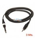 3 Mts / MINI-JACK ESTÉREO (3,5mm) a  JACK MONO MACHO (6,3mm)