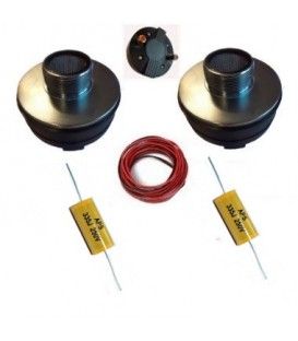 KIT 2 x 1" TITANIO + 2 CONDENSADORES + CABLE)  (SKYTEC:TITANIO / 3,3 APS)