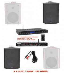4 x 5,25" BLUETOOTH / RADIO FM / USB / SD (360W / 180WRMS) 