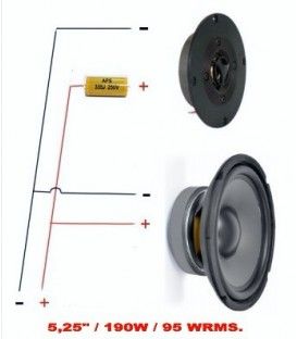 KIT HI-FI-5,25"  (190W / 95 WRMS) (WOFER 5,25" + TWEETER + CONDENSADOR 3,3 + CABLE)