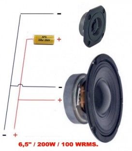 KIT 6,5" ECO-1 (160W / 80 WRMS) (WOFER 6,5" + TWEETER + CONDENSADOR 3,3 + CABLE)
