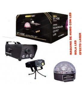 SET 1 HOME (LASER + EFECTO LED + MAQUINA DE HUMO CON LED)