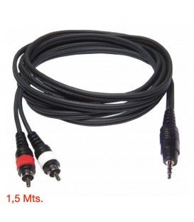 1,5 Mts / 2 RCA MACHO A 1 MINI-JACK ESTÉREO MACHO (3,5mm)