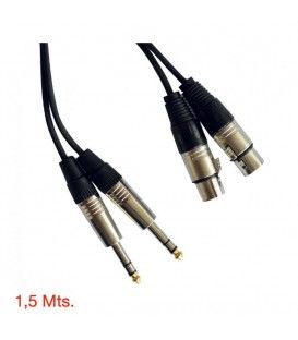 1,5 Mts / 2 x XLR Hembras A 2 x Jack 6,3mm Machos