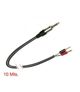 10 Mts / CABLE ALIMENTACION BAFLES (JACK MONO MACHO 6,3MM A DOBLE BANANA)