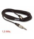 1,5 Mts / 1 JACK MONO MACHO (6,3mm) A 1 XLR MACHO.