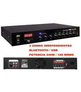 AML-120 USB (4-16Ω Y LINEA 100V) (240W / 120 WRMS) 3 ZONAS INDEPENDIENTES