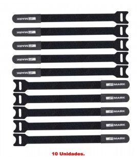(10U) CINTA RECOGE-CABLES (VELCRO 160 x 15 mm) COLOR NEGRO