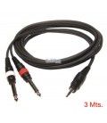 3 Mts / MINI-JACK ESTÉREO (3,5mm) a 2 JACK MONO MACHO
