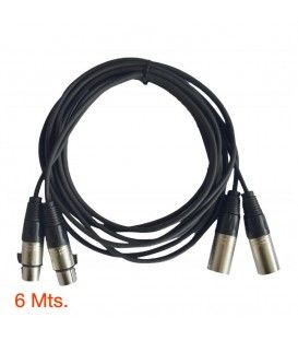 6 Mts / 2 XLR Macho a 2 XLR Hembra