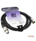 2,5 Mts / De XLR Hembra a XLR Macho