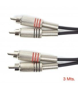 3 Mts / 2 RCA MACHO A 2 RCA MACHO METÁLICOS