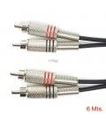 6 Mts / 2 RCA MACHO A 2 RCA MACHO METÁLICOS