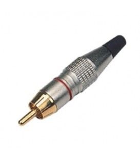 RCA MACHO METÁLICO (ESPECIAL PARA CABLE FINO) MARCADOR ROJO.