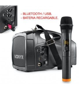 ST014 MEGAFONO CON MICRO INALAMBRICO Y BATERIA (uHF) 100W 