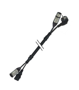 15 Mts. / SEÑAL + CORRIENTE (XLR HEMBRA + SCHUKO MACHO / XLR MACHO + IEC (AMERICANO). 