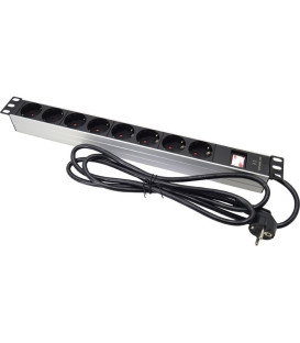 TRIPLE DE 8 SCHUKOS CON INTERRUPTOR (FDO EN ALUMINIO) 2 MTS DE CABLE.