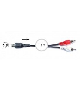 1,8 Mts ADAPTADOR 5 DIN Macho a 2 RCA Macho.