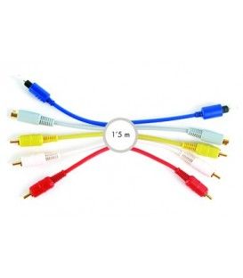 1,5 Mts MINI-DIN4 S-VHS + 3 RCA(Vídeo/Audio) + Toslink