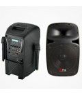 SIST. PORTÁTIL MULTIFUNCIONAL 10" (2 MICROS INALAMBRICOS + RADIO + USB + BLUETOOTH + MANDO A DIST Y BATERÍA)